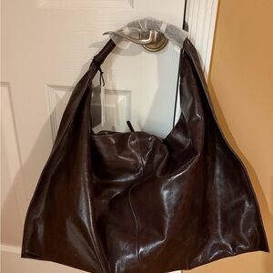 STAUD Dark Brown Leather Tote Ronnie bag